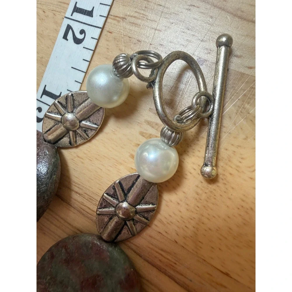 Boho Chunky Stone Faux‎ Pearl Southwestern Toggle Necklace Unbranded